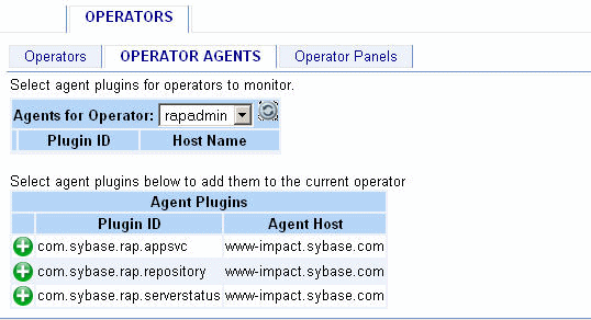 Administration Operators Operator Agents panel
