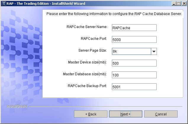 RAPCache Server configuration dialog 2