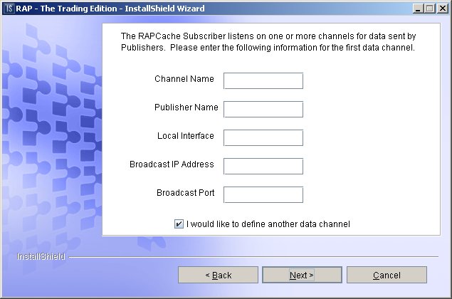 RAPCache Subscriber configuration dialog 2
