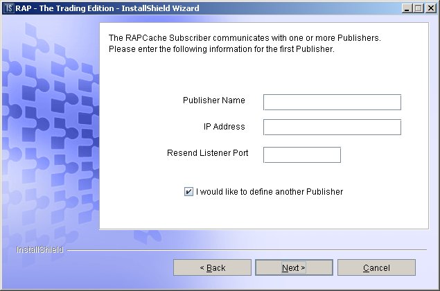 RAPCache Subscriber configuration dialog 5