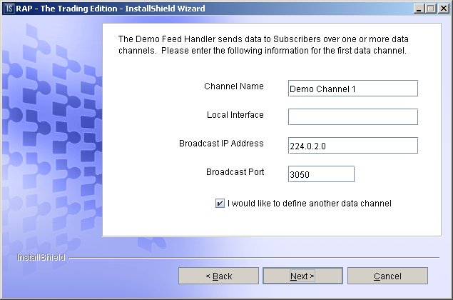 Data Feed Handler configuration dialog 2