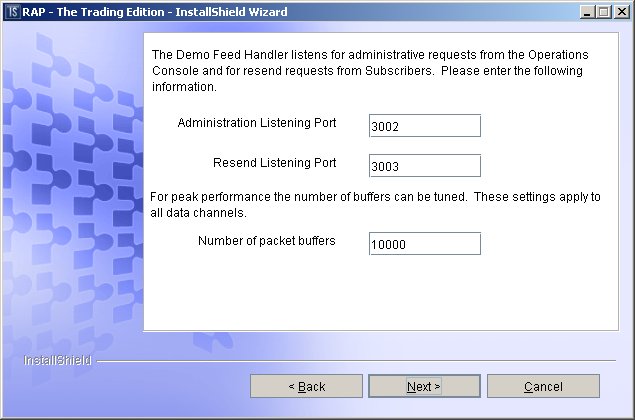 Data Feed Handler configuration dialog 3