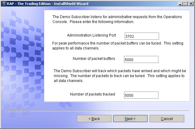 Demo Subscriber Configuration dialog 3