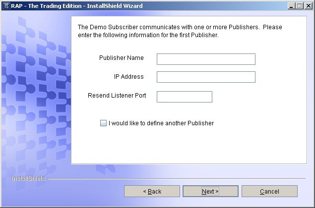 Demo Subscriber configuration dialog 2