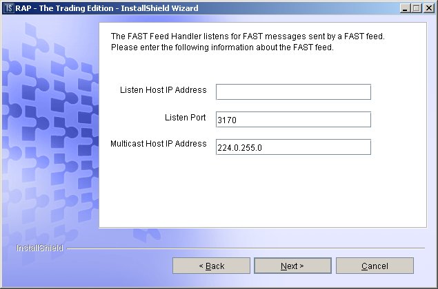 Fast Feed Handler configuration dialog 1