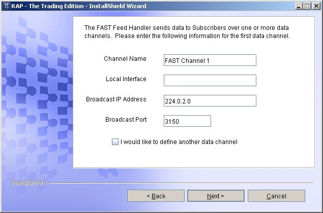 Fast Feed Handler configuration dialog 2