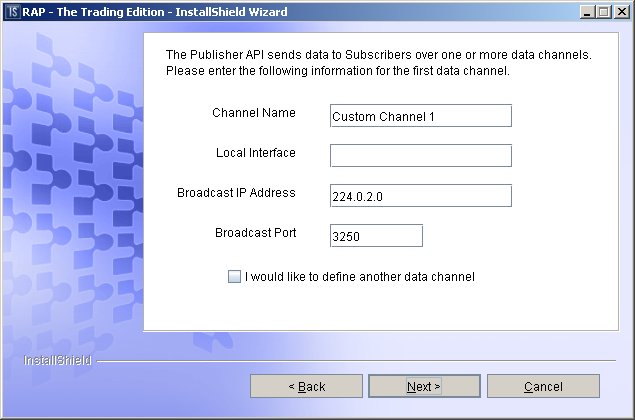 Publisher API configuration dialog 1