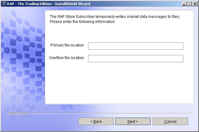 RAP Store Subscriber configuration dialog 1