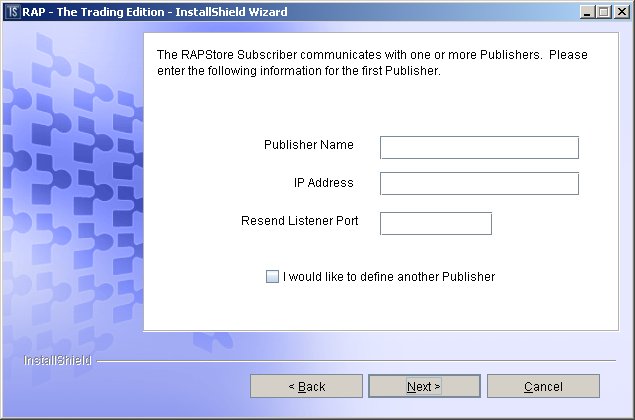RAPStore Subscriber configuration dialog 3