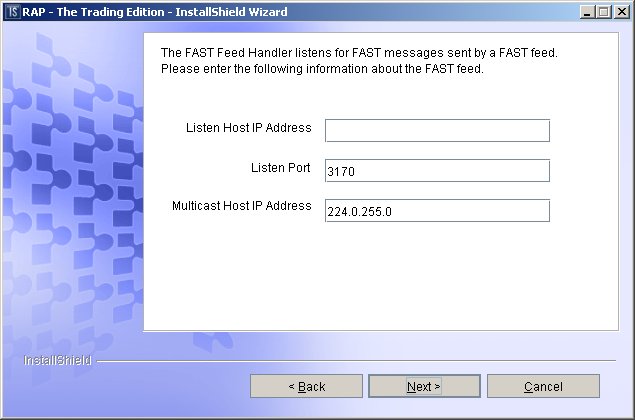 Fast Feed Handler configuration dialog 2