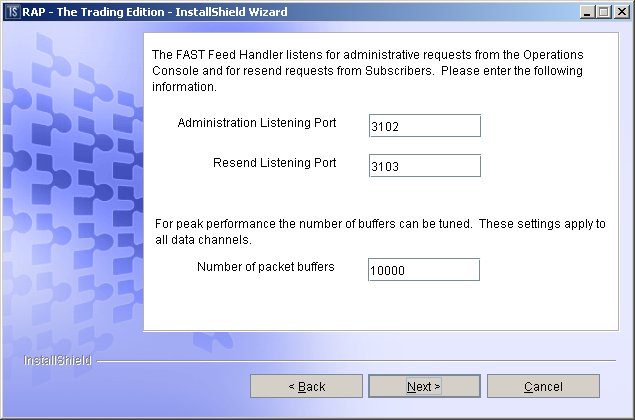 Fast Feed Handler configuration dialog 4