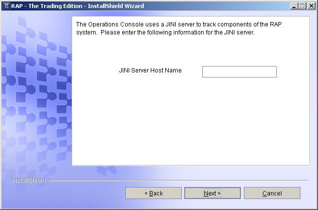 JINI Server Host Name dialog