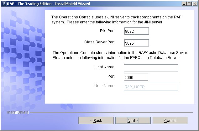 Operations Console Configuration dialog 1