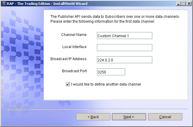 Publisher API configuration dialog 2