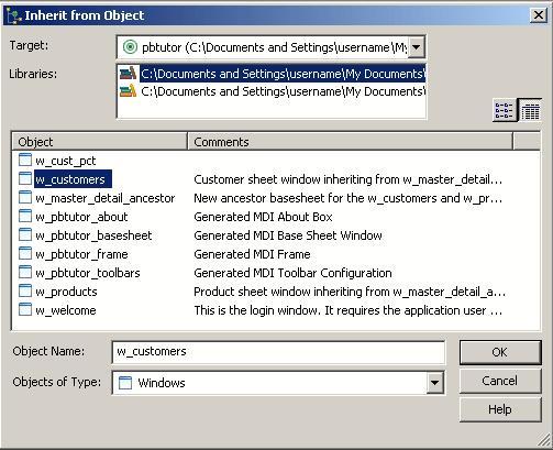 The Inherit From Object dialog box is shown