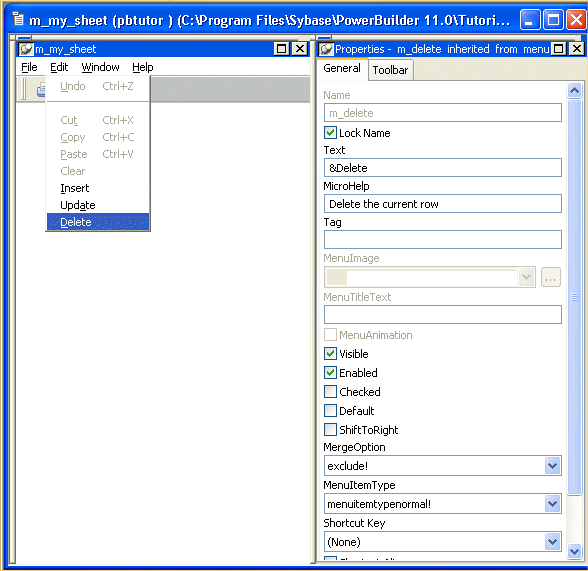 Shown is a drop down menu for the Edit Option. The Undo option has the letter U underlined to show that u is its accelerator key. In the Update menu option, the letter a is underlined.