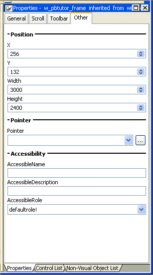 Shown is the General tab of the Properties page. At bottom is the Window State drop down list box with the entry normal !.