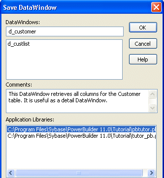 Shown is the Preview view of the Data Window object. It shows a series of labeled text fields, one for each of the columns included in the Data Window object. The fields have actual data in them.