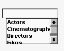 The sample shows a blank input field and below it a list of sample choices such as Actors and Cinematography. To the right of the list are up and down arrows with a vertical scroll bar between them.