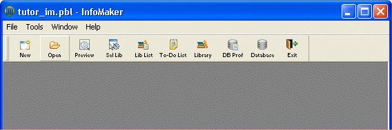 Shown is the Power Bar with a circle around the Open button. The other buttons shown are New, Preview, Set Lib, Lib List, To Do List, Library, D B Prof, Database, and Exit.