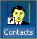 Shown is the shortcut labeled Contacts, which is a picture of a man’s face with an arrow pointing to the face.