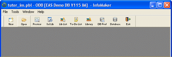 Shown is the Power Bar with a circle around the Open button. The other buttons shown are New, Preview, Set Lib, Lib List, To Do List, Library, D B Prof, Database, and Exit.