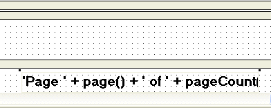 Shown above a section of the Footer band at the bottom of the Design view is the grid of the Summary band, with a large black dot at center and four dots down.