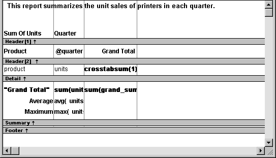 Shown is the Design view with Average and Maximum calculations.