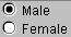 The example shows a pair of radio buttons with the labels Male and Female.