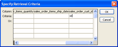 The sample shows the Specify Retrieval Criteria box.