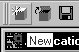 Shown is a section of the power bar with the leftmost button highlighted, Under it is a rectangular box with  the word New.