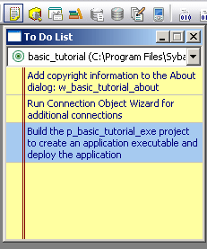 Shown is the To Do list with the list items generated by the wizard.