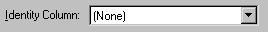 The sample shows a portion of the Specify Update Properties dialog box. A drop down list with the label Identity Column displays the word none in parentheses.