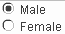 The example shows a pair of radio buttons, one above the other, with the labels Male and Female.