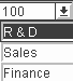 The example shows a drop down Data Window that shows department numbers when closed and department names when the list displays.