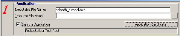 Shown is area one of the Project painter that has a check box where you indicate if you want to sign the application before deployment.