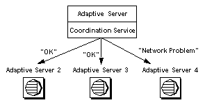 Image shows Adaptive Server contacting three remote servers individually. It is able to connect successfully to two of the servers, but the thirds connectionis a failure.