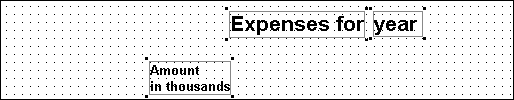 Shown are black boxes in the corners of the rectangles  that surround the text controls Expenses for, year, and Amount in thousands.