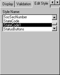 Shown is the Edit Style tab of the Column Properties view. It shows a drop down list of available Style Names such as Status Buttons, with the State Code 1 style highlighted.