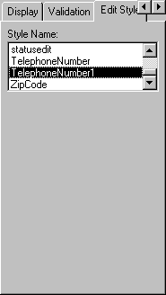 Shown is the Edit Style tab of the Object Details view with a list of Style Names with Telephone Number 1  highlighted.