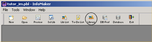 Shown is the Power Bar with the Library button circled.