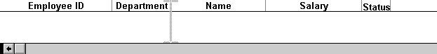 The sample shows a scrollable band of columns with short lines between their names. Between the Department and Name columns, a long line in the shape of an I beam appears between the Department and Name columns.