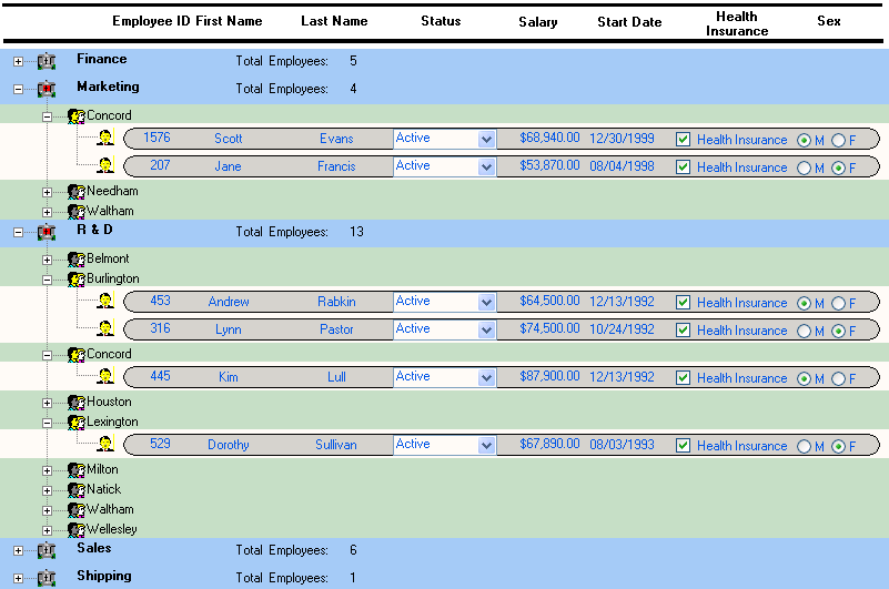 The screenshot shows the DataWindow just described with several nodes expanded.