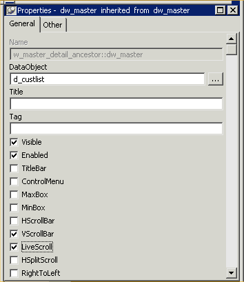 Shown is the General tab page of the Properties view. At  top is the Data Object box with the entry d _ cust list.