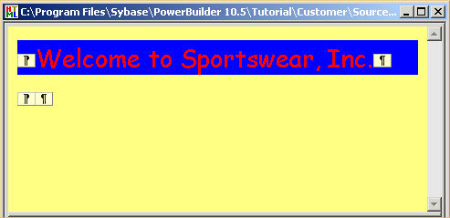 Shown is the text "Welcome to Sportswear ,  Inc." in the colors selected.