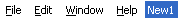 The sample shows the menu bar with the options File, Edit, Window, Help, and New 1 displayed horizontally, left to right. 