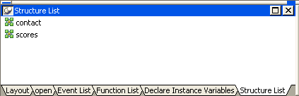 The sample is labeled Structure List and displays a list of structures such as struc 1 and struc 2. Each has an icon at left that identifies it as a structure.