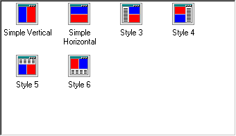 Shown is a page of the wizard with labeled icons for six layout choices, including Simple Vertical, Simple Horizontal, and Style 3 through Style 6.