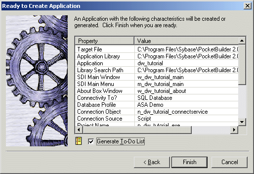 Shown is the Target page of the New dialog box. It has icons for Application, Template Application, Existing Application, E A Server Component, COM / com plus component, Automation Server, Web Site, J S P Target, and Source Controlled Web Target.