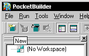 Shown is a section of a tool bar with the first icon highlighted. Below the icon is the word New in a rectangle. This is a pop up that describes the icon.